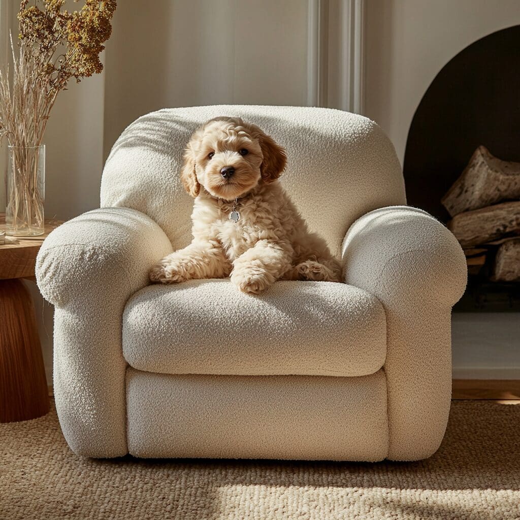 recliner with a puppy